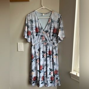 PinkBlush blue floral ruffle dress